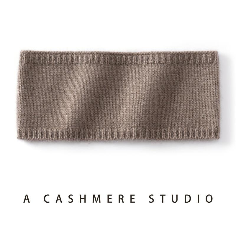 Autumn and winter new cashmere blended warm knitting flat solid color pullover cashmere headband women's black