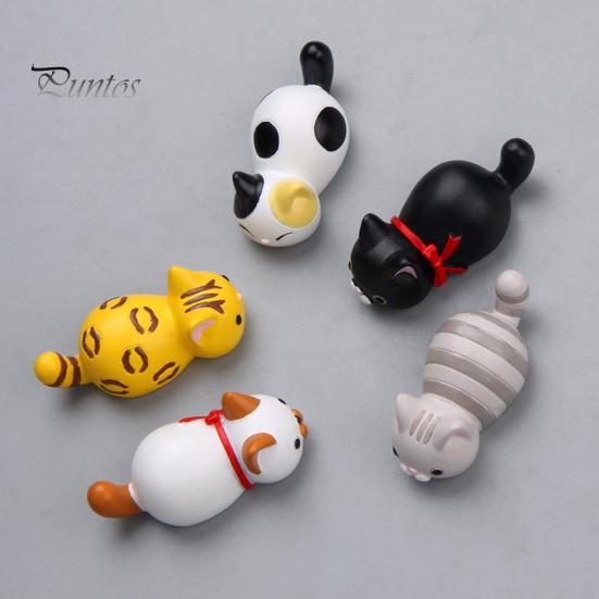 Decorative Magnetic Decor 3D Lying Cat Refrigerator Magnet, Cartoon Kitten Resin Fridge Animal Non-slip Whiteboard Magnets for Cabinet Locker,
