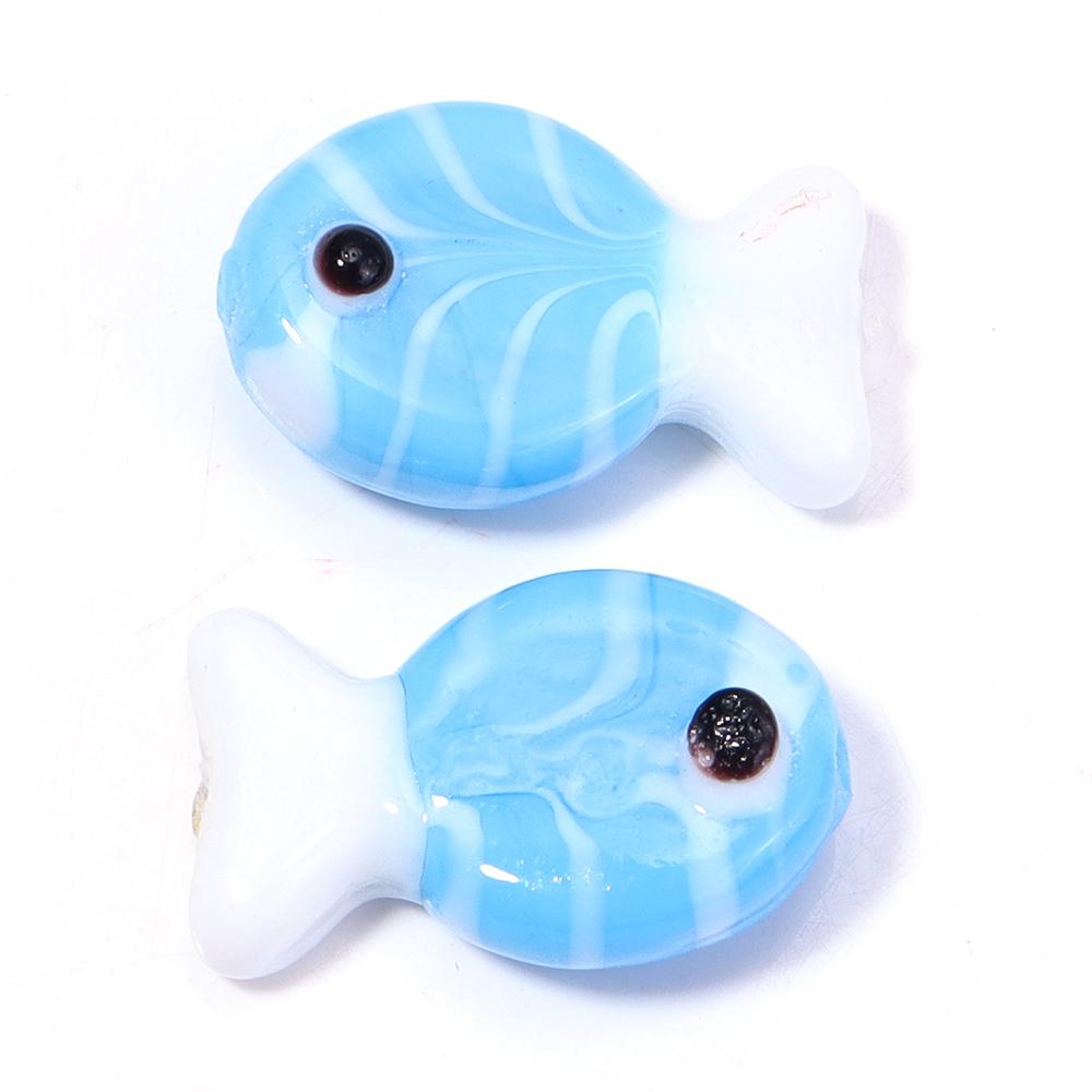 2pcs 13X20mm Lampwork Fish Beads Cute Animal Glass Loose Spacer Beads For Jewelry Making DIY Bracelets Necklace Accessories