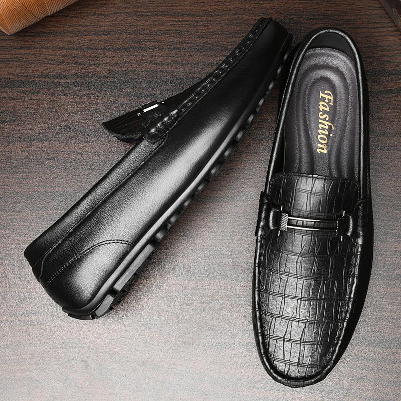 Upscale Men'S Shoes Genuine Leather Shoes Luxury Brand Soft Anti-Slip Rubber Loafers Men Casual Shoes High Quality Italian Shoes