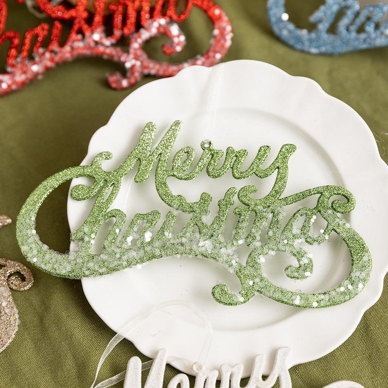 Christmas Letter Pendant Merry Christmas Hanging Creative Flower Wreath DIY Christmas Tree Pendant, Happy New Year 2026