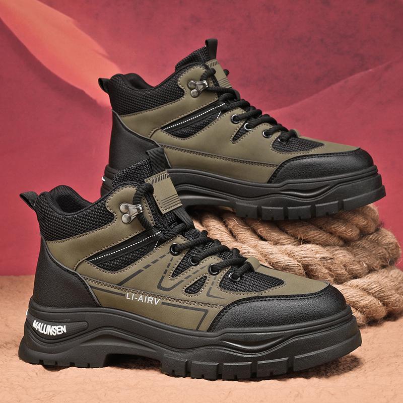 

Высокие ботинки Мартин мужские осенние в британском стиле полувысокие кожаные ботинки мужские на толстой подошве для инструментов рыжие ботинки прилив 44