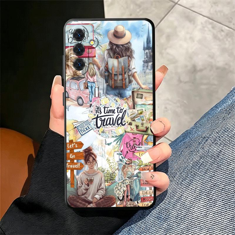 Travel Map Artistic Pattern Soft Phone Case for Samsung A17 A37 A57 A16 A26 A36 A56 A15 A25 A35 A55 A14 A24 A34 A54 A13 A23 A33