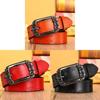 Pulaiteqi Vintage Leather Belt For Women With Round Buckle Elegant Two Layer Cowhide Accessory
