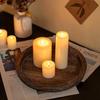 Decorative Candle Plate Small Farmhouse Table Centerpiece Rustic Wood Tealight Pillar Trays for Christmas Wedding Halloween Home Decor