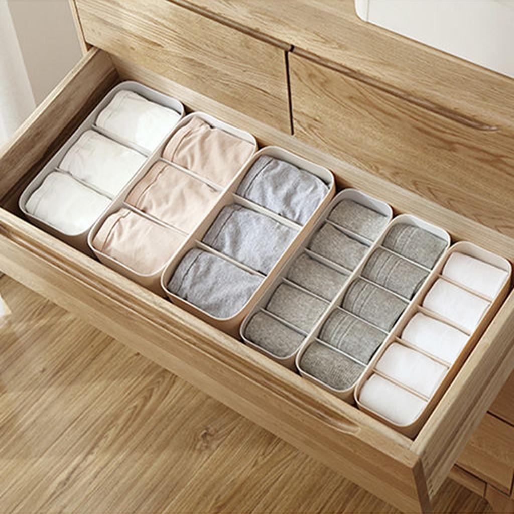 3/5 Grids Household Storage Case, Practical Plastic Organizer to Sort Socks and Underwear, Great for Drawers and Desktops