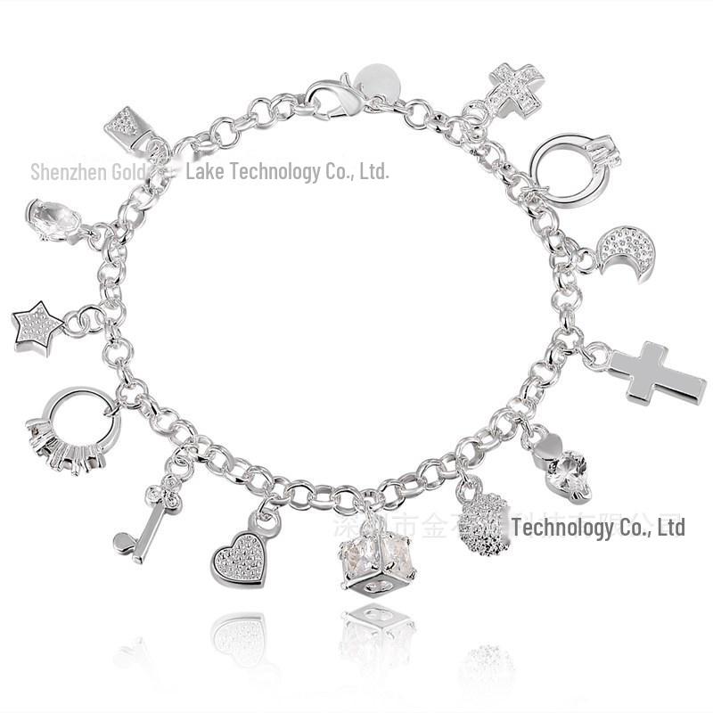 

Корейский посеребренный браслет - 13 подвесок 13 pieces