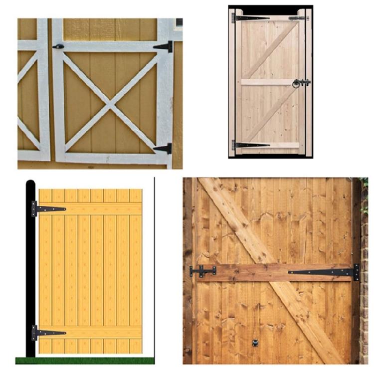 Industrial T Straps Shed Door Hinges set Rustproof Heavy Duty T Hinges set Heavy Duty Metal Hardware for Barns & Fence