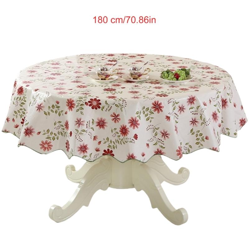 Florals Pattern Tablecloth Oilproof Waterproofs Easy Cleaning Round Table Cover for Home Restaurant Decors Table Cloth