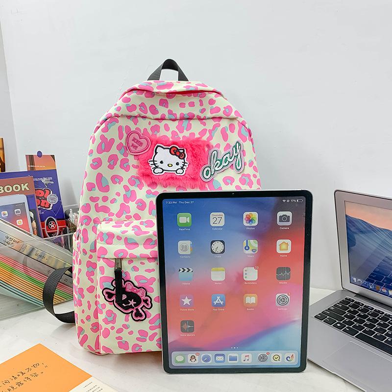 Cartoon Cute Casual Backpack for Middle School Students Large Capacity Fashionable Pink Soft Girl Backpack