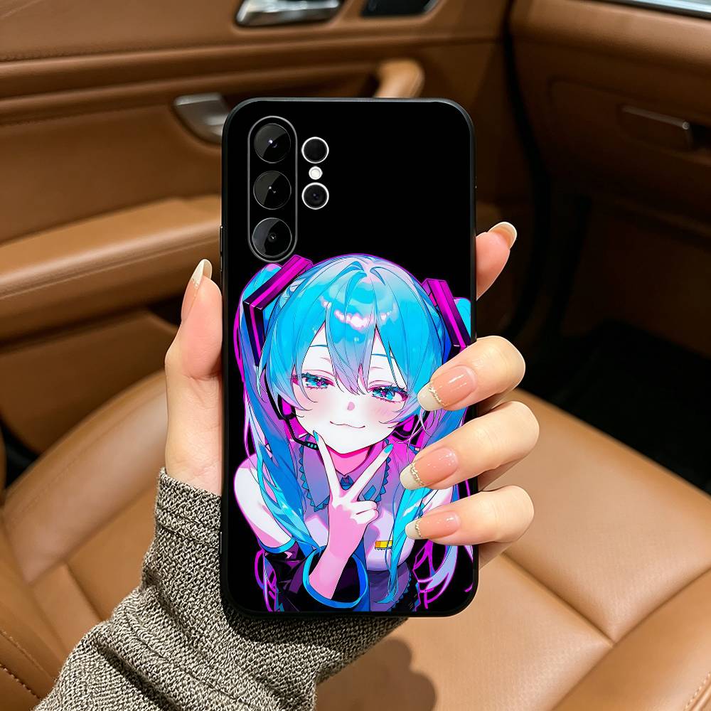 Anime H-Hatsune Miku Black Soft Silicone Phone Case for Samsung Ultra S25, S24, S21, S22, S23, S30, Plus, FE, Lite
