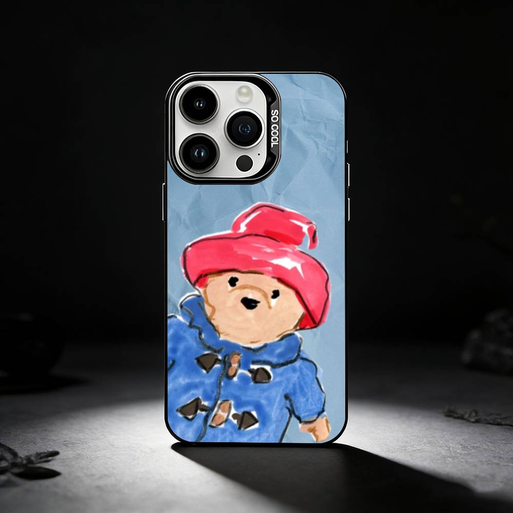 P-PaddingtonS Bear Phone Case For iPhone 17,16,15,14,13,12,11 Plus,Pro Max,XS,Colored silver phone case iPhone13PRO