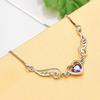 Korean Style Angel Wings Heart Zircon Pendant Necklace - Valentine's Day Gift Jewelry for Women