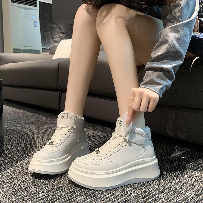 Women's thick bottom heightening big size fall and winter warm high-top waterproof non-slip hiking mountaineering casual sports shoes