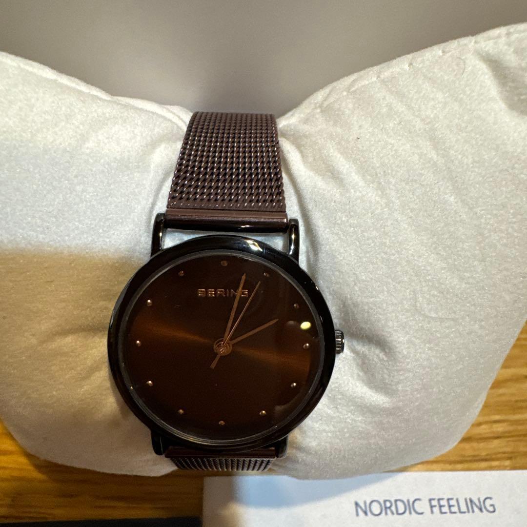 Used BERING Watch Quartz Brown Mesh Belt