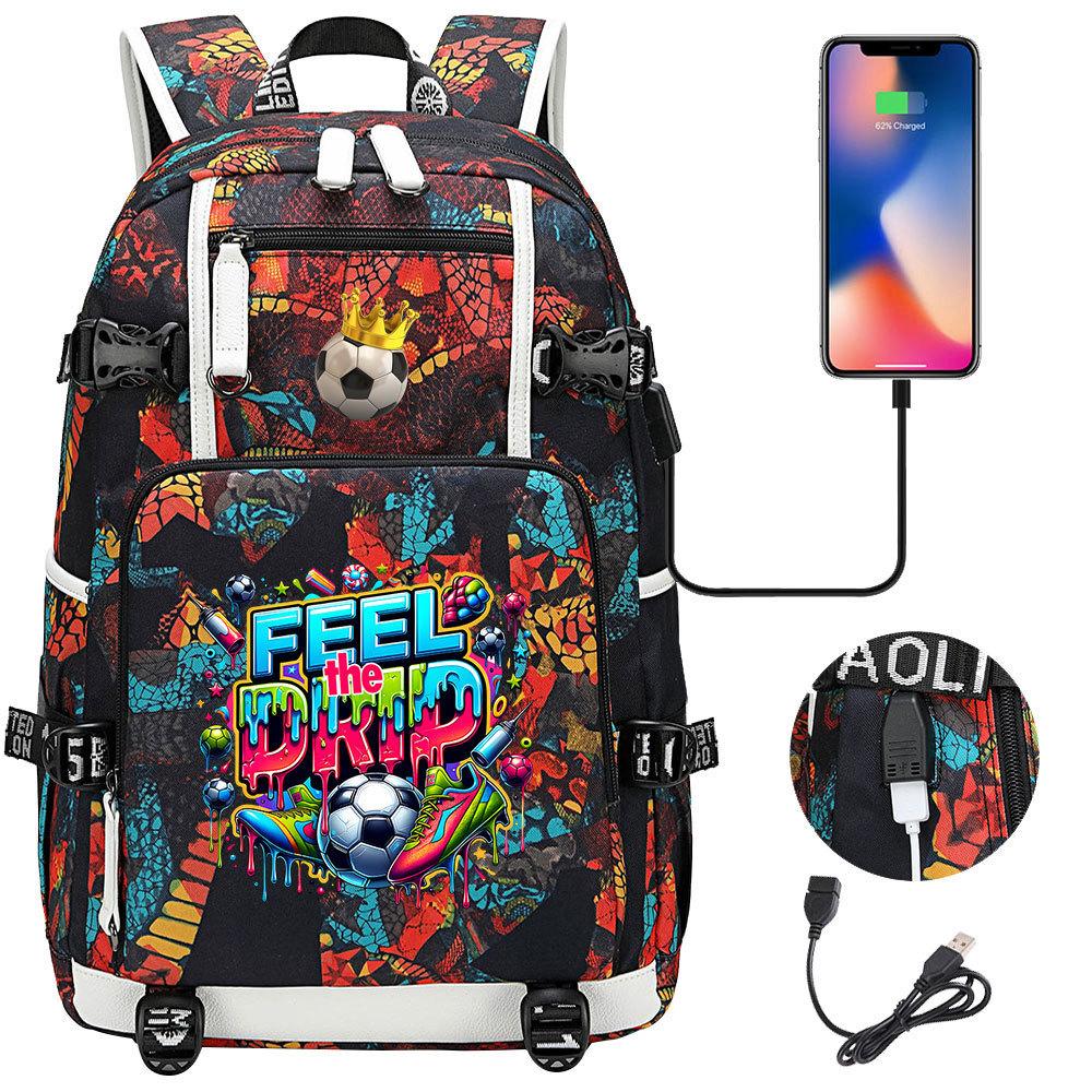2026 Sports Soccer USB Large Capacity Backpack for Middle High School Students Travel Unisex