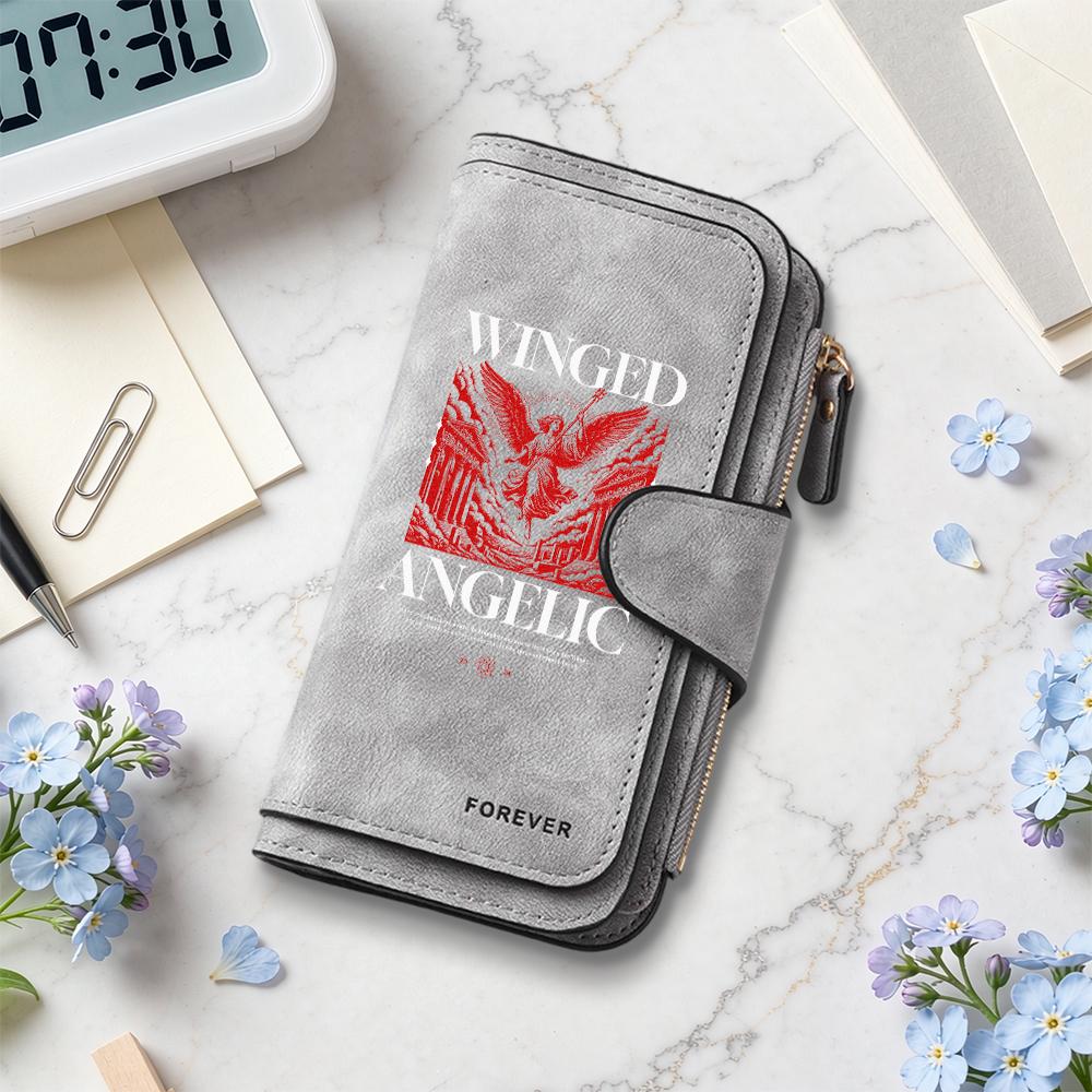 Winged Angelic Printed Long Wallet