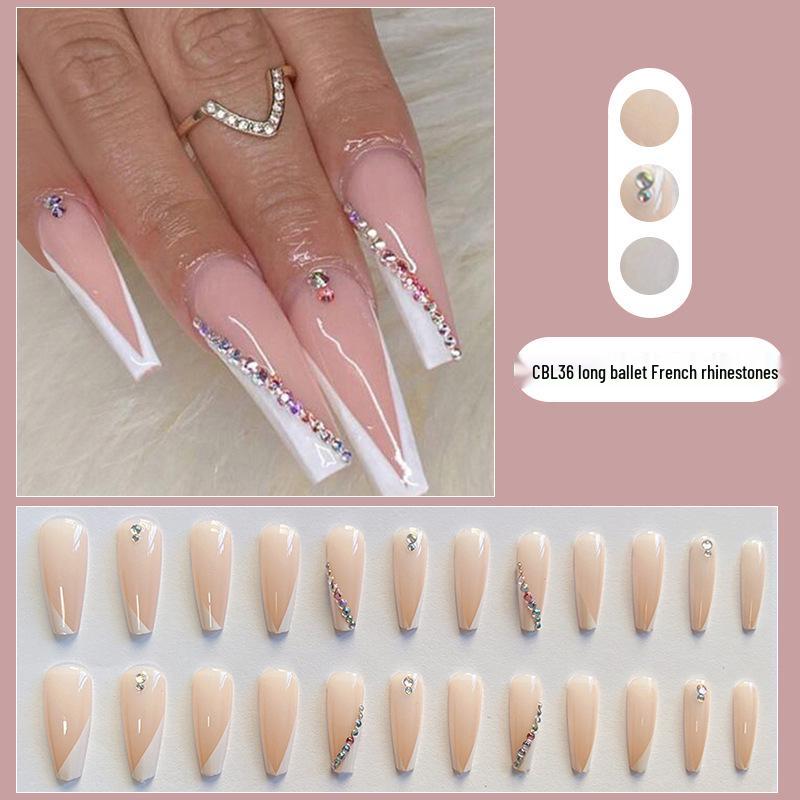 

V-образные стразы балетные французские съемные накладные ногти патчи Glue Version