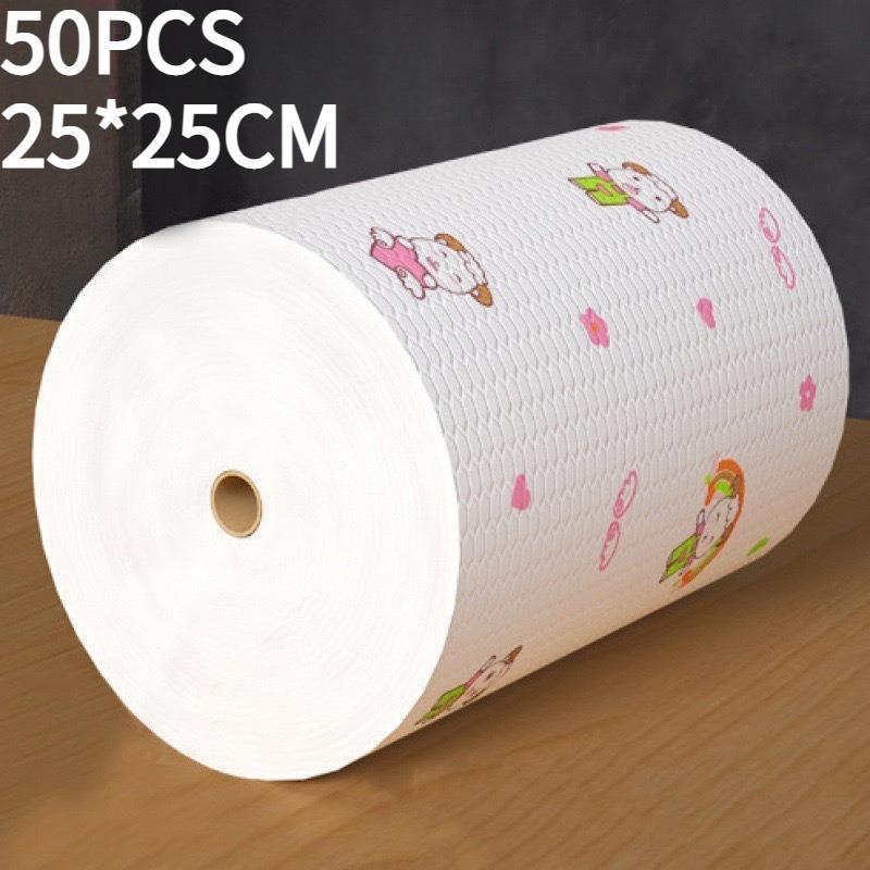 50PCS lazy rag kitchen absorbent non-woven fabric dishwashing cleaning daily necessities scouring cloth rag disposable non-woven fabric 25*25cm