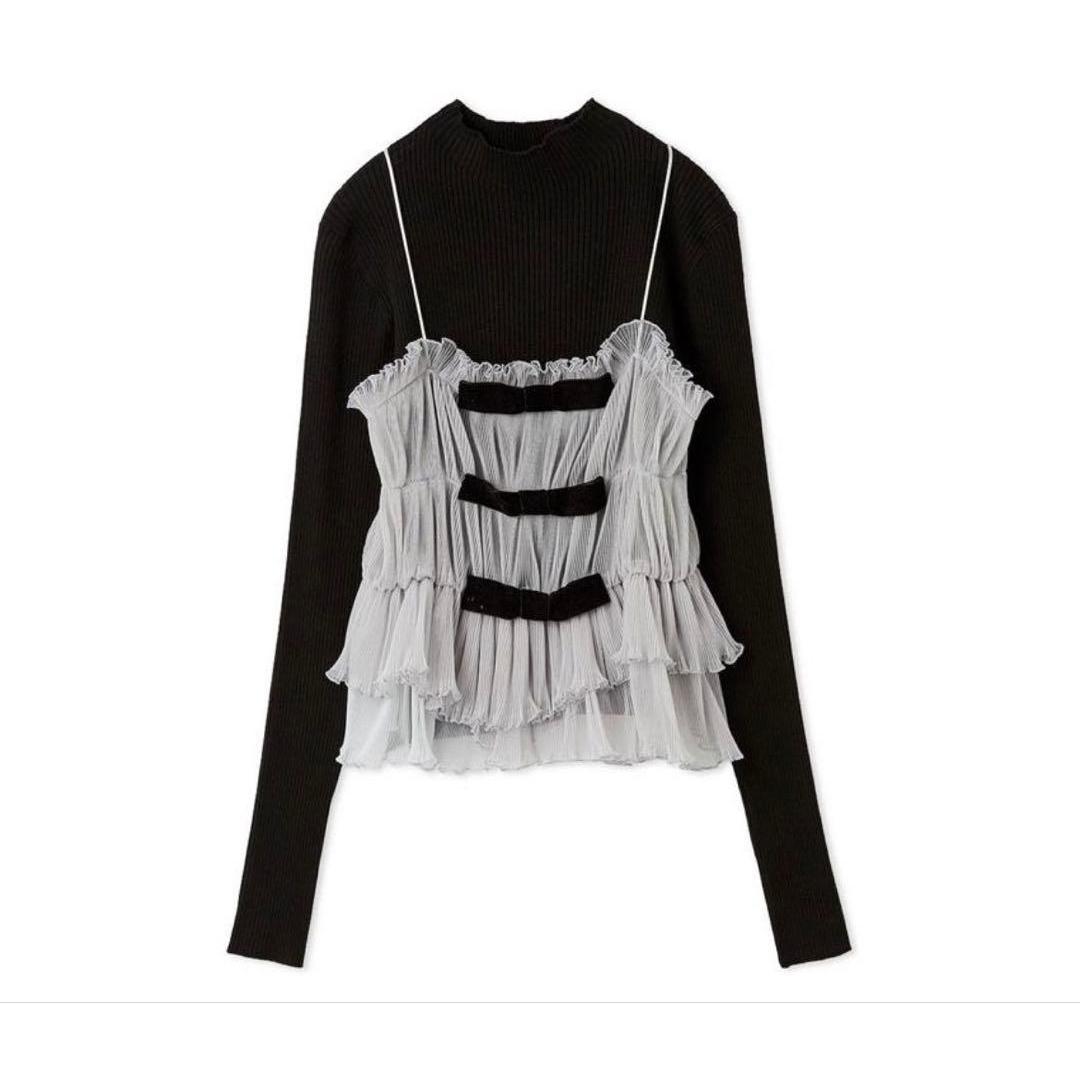 ribbon bustier set knit tops