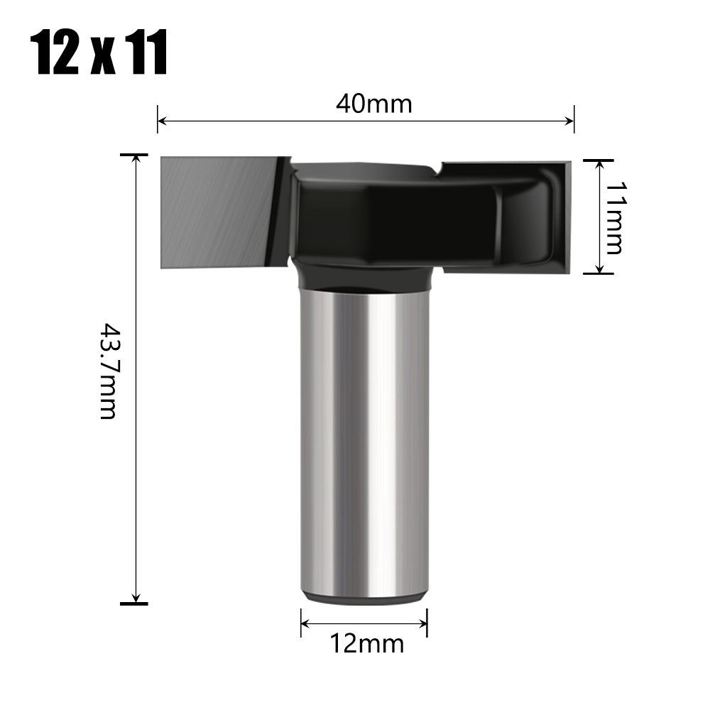 

Tungsten steel T-milling cutter 11mm slot width Alloy T-slot cutter Welding T-slot milling cutter Wood board Planar machining Hardening T knife 12 * 40 * 11