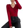 Spring and Autumn Women's Hooded V-Neck Spice Girls Sexy Top Long Sleeve Blouse