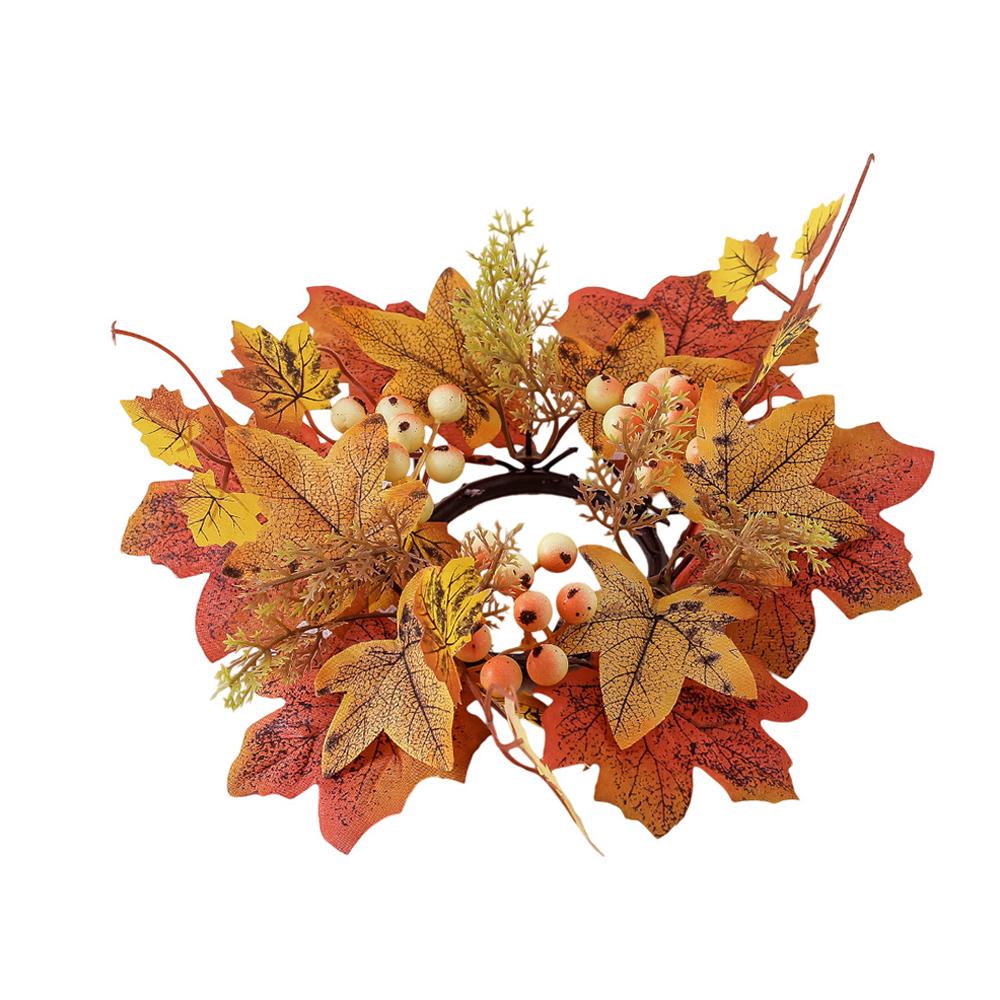 1PC Simulated Maple Leaf Candlestick Holder Fashion New Table Decoration Halloween Candle Wreath Autumn Harvest Decorative