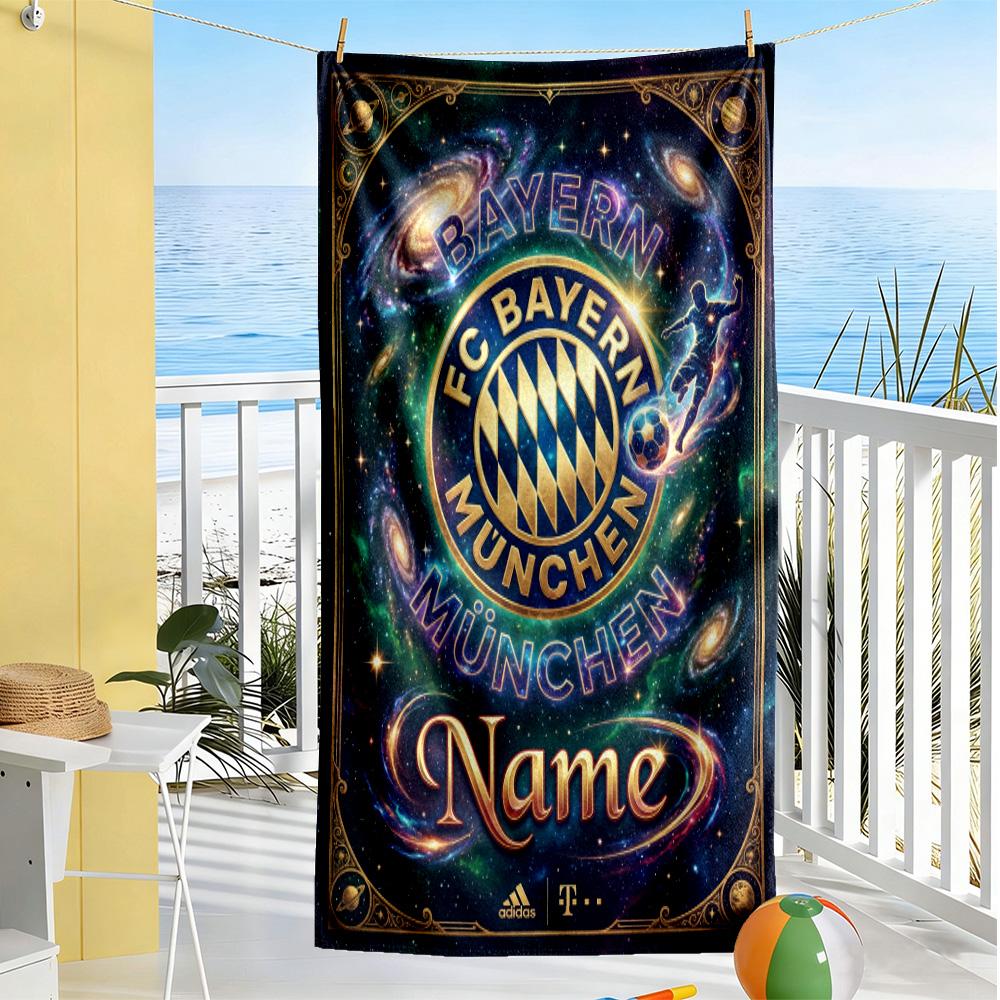 Galactic Bayern Munich Crest Customize Text Beach Towel High Absorbency & Quick-Dry Perfect for Traveling Yoga Camping and Swimming