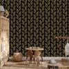 Wallpaper Black and Gold Tropical Pattern Ochre Background, Ochre Center 50x1000