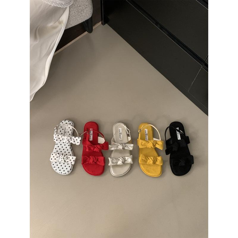 Soft-soled shoes for women 2025 summer new fashion versatile bow with thick heel sandals for women
