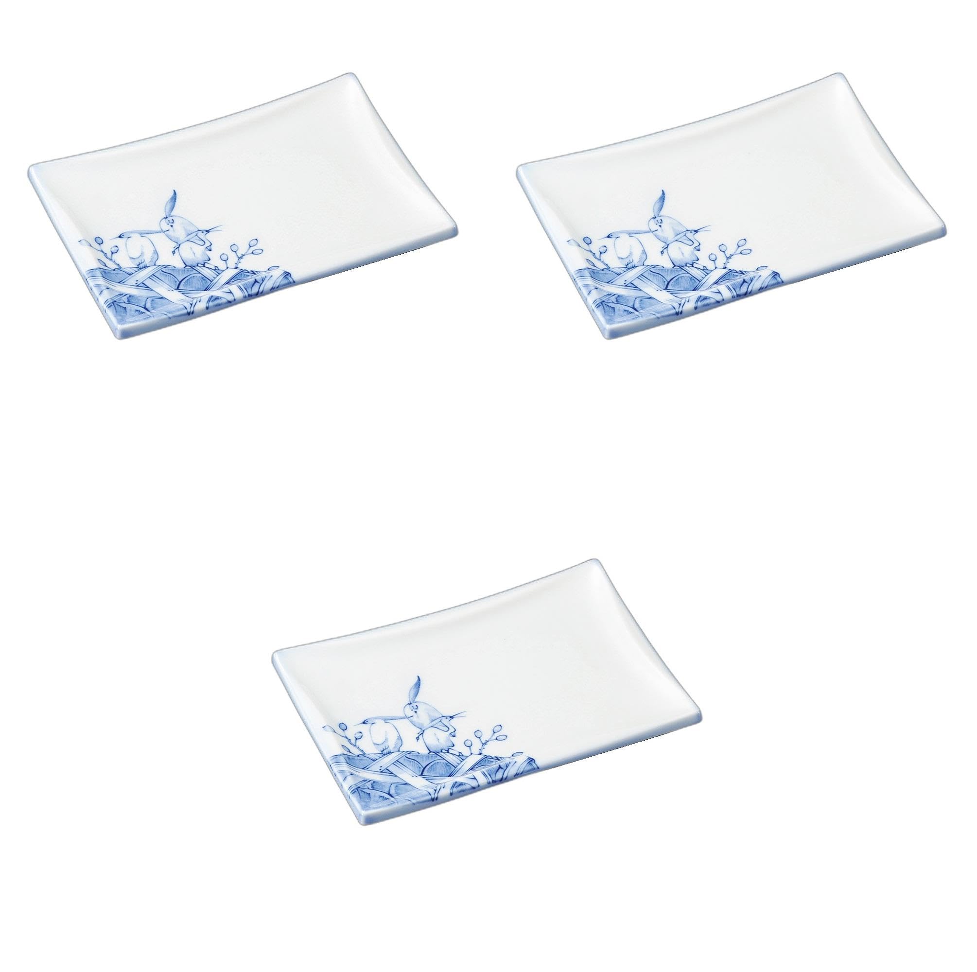 

Set of 3 Heron Pottery Plates x 14 x Ceramic Pottery Plates by Setomonohonpo [20.5 3.2 cm]