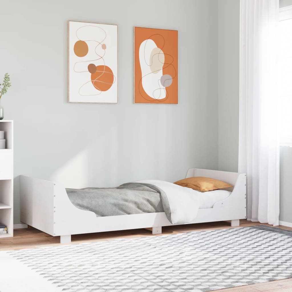Solid Wood Bed Frame without Mattress White 75x190 cm Pine Wood