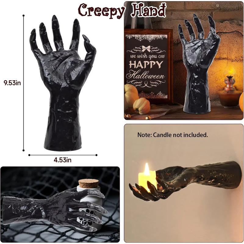3 Styles Gothic Resin Devil Hand Wall Candle Holder Creepy Reaching Hand Sculpture Halloween Party Haunted Home Decoration