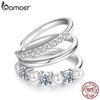 BAMOER Mono 3-layered Moissanite Ear Cuff 925 Silver Freshwater Pearl Ear Clip for Women Teens Original Elegant Jewelry