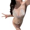 Sex underwear full lace hollow sexy underwear uniform pure desire free tight three-point bra underwear set