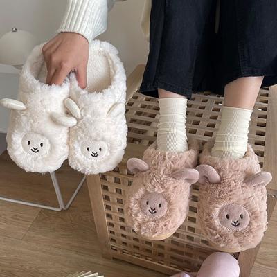 Cotton Slippers Female, Cute Cartoon Girl Heart Winter Indoor Home Shoes, Soft Bottom Plush Couple Dormitory Cotton Slippers Male