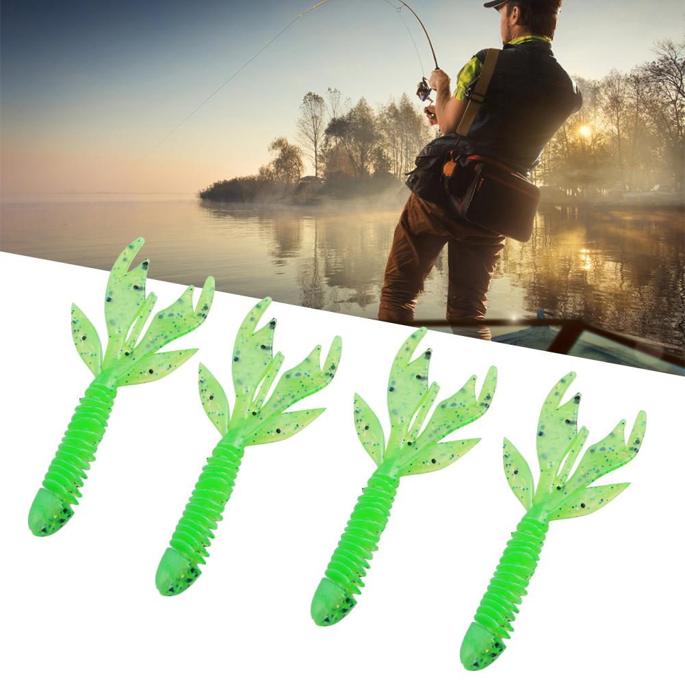 AR37 80mm 2.3g Fishing Soft Worm Bait Artificial Leaf Tail Simulation Lure Accessory2# Green