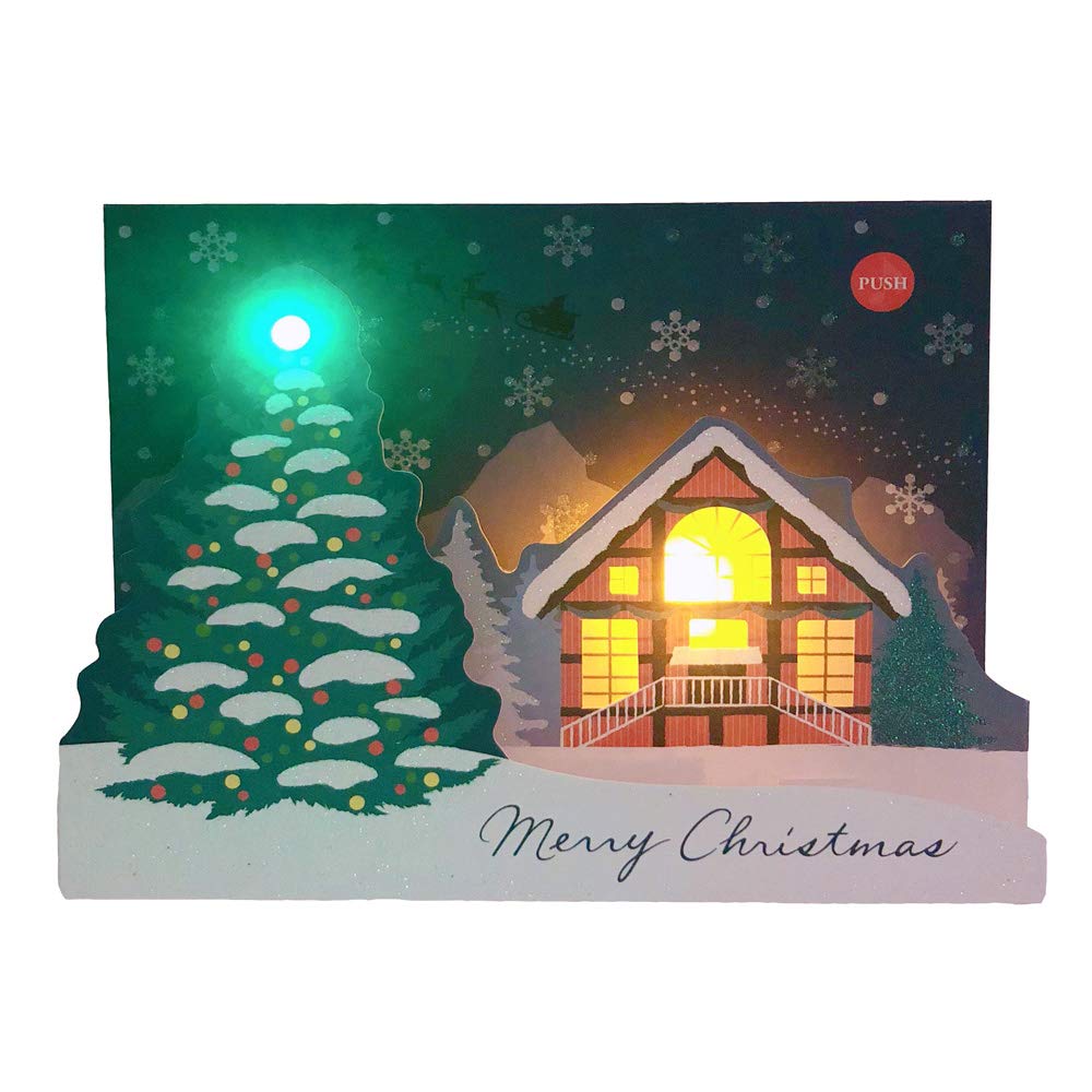 

Sanrio Christmas Card, Western Style, Light & Melody Pop-Up, Yumi Matsutoya, Tree and Lodge, S7304