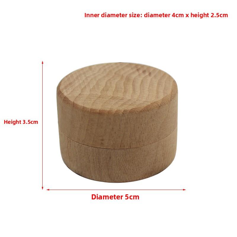Round wooden box beech round ring box solid wood gift storage box earrings necklace