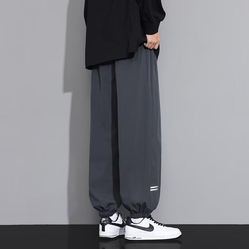 Dingfengbaoluo Men's American Style Casual Jogger Pants Spring Loose Retro Plus Size Sports Trendy Versatile Long Pants