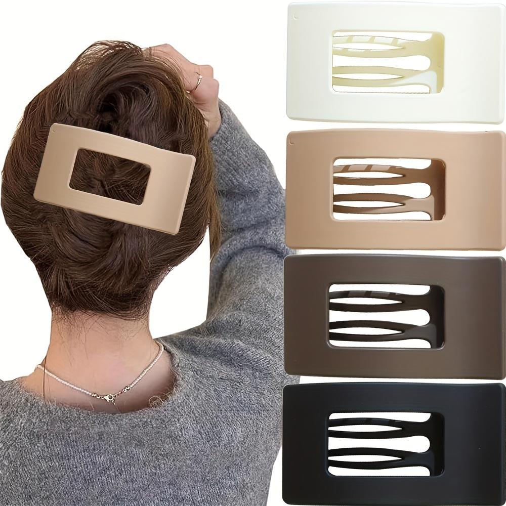 4PCS/Set  Matte Seamless Grab Clip Hairpin Simple Back Head Leopard Print Shark Clip Duck Bill Clip Hair Accessories