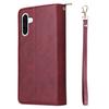 For Samsung Galaxy A37 5G Case Zipper Pocket 9 Card Slots PU Leather Phone Cover with Hand Strap