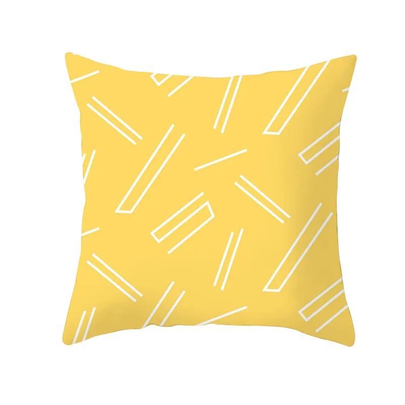 Lemon Pineapple Cushion Cover 45x45cm Summer Yellow Pillow Case Sofa Decoration Pillow Cover Geometric Striped Throw Pillowcase