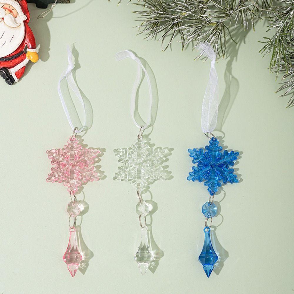 4pcs Colorful Snowflake Icicle Pendants Xmas Tree Ice Hanging Ornament  Merry Christmas Decoration