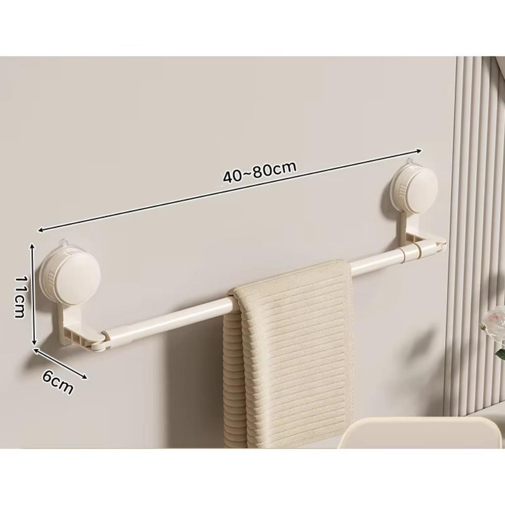 Portable Suction Cup Wall Towel Rack Traceless Retractable Towel Holder Self-adhesive Single Rod Storage Shelf Kitchen Bathroom