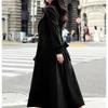 Womens Long Trench Coat Slim Fit Double Breasted Wool Blend Winter Business Chic Outerwear