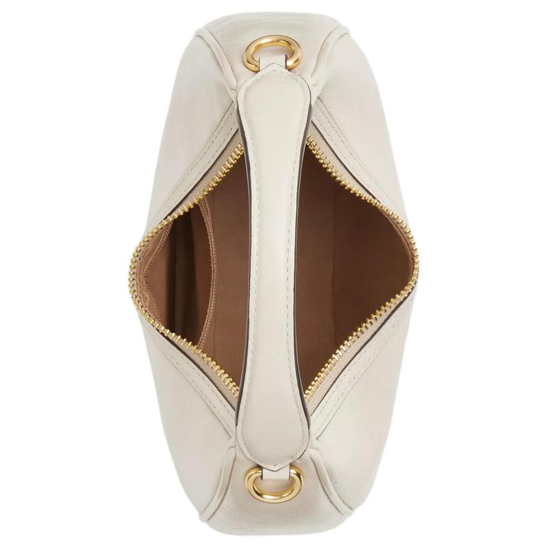COACH CARMEN 20 Brand Logo Leather Patent Leather Shoulder Crossbody Handbag Small Women's Pearl White