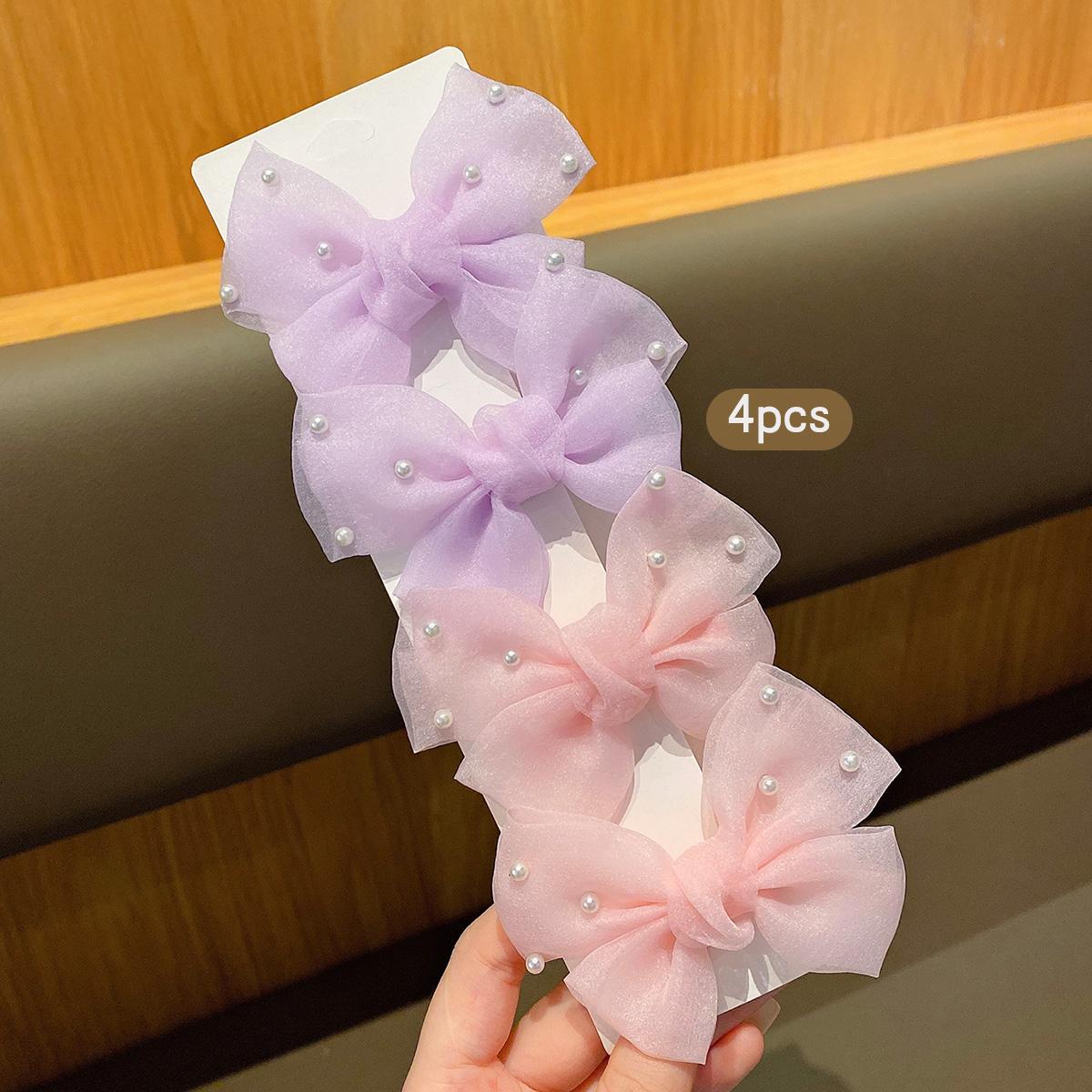 

4 bow hair clips Korean version sweet style hair accessories suitable for daily use