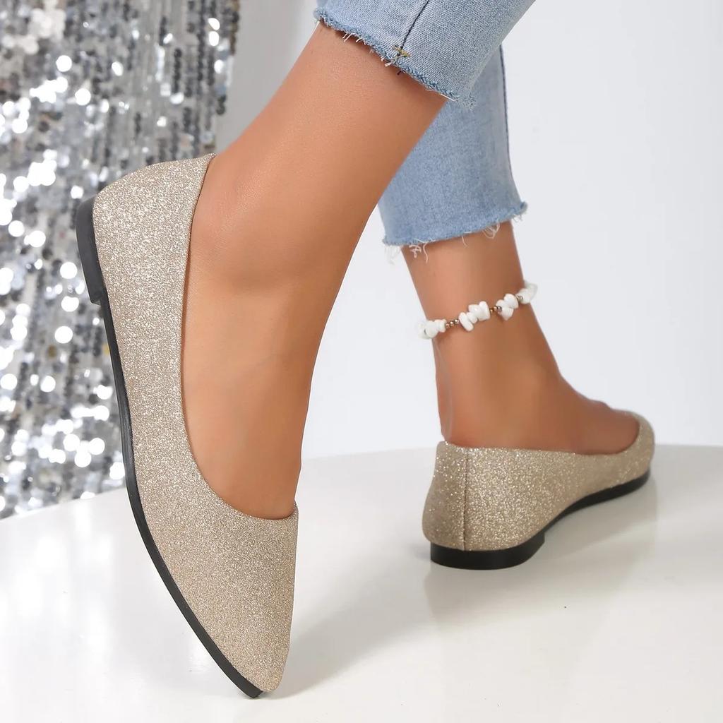 Fashion 2025 Fashion Slip On Loafers Breathable Summer Ballet Shallow Flats Women Soft Bottom Pointed Toe Boat Shoes Plus Size 43