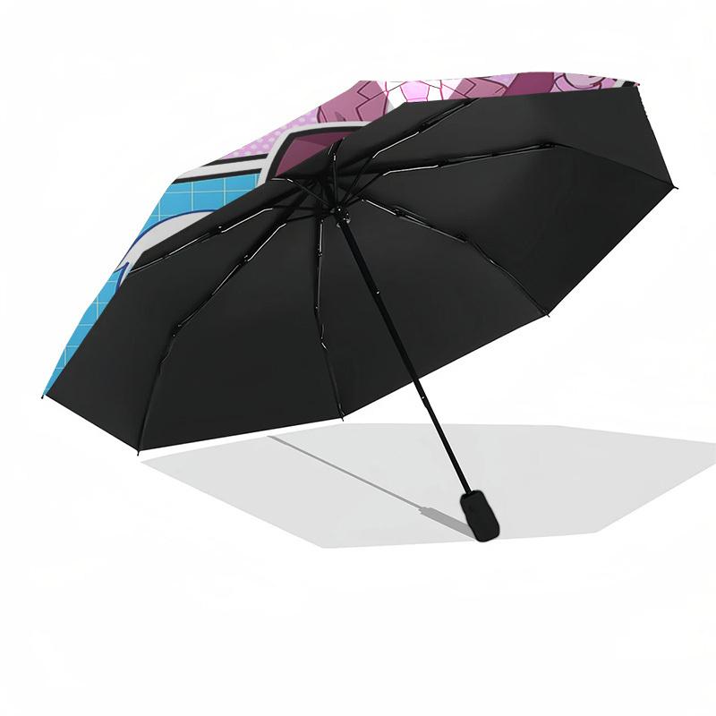 1 Stück Automatisches Öffnungsregenschirm mit Niedlichen Anime-Charakteren, Faltbares Design, Eisenrahmen, Für den Außenbereich, Perfektes Geschenk für Fans, Reisende, Tägliche Nutzung.P081